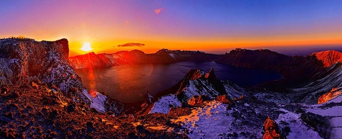 Sunset over Mount Paektu - Heaven Lake